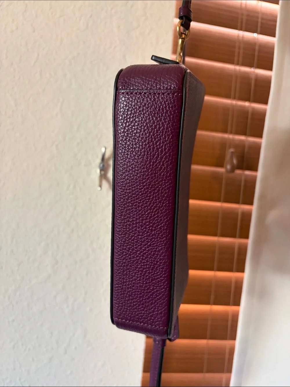 Coach Pebble Leather Crossbody in Deep Berry with Gold Hardware
